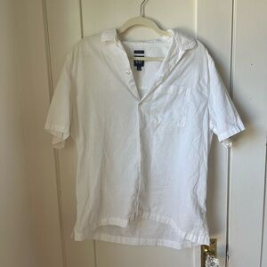 GAP Men’s White Short-Sleeve Button-Down Linen Shirt